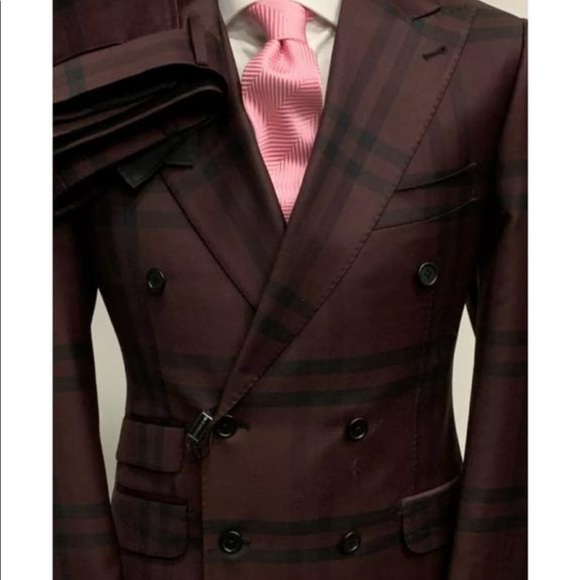 Stunning super 150 Cerruti handmade chocolate brown/ black Burberry print suit - Picture 5 of 5